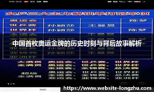 中国首枚奥运金牌的历史时刻与背后故事解析